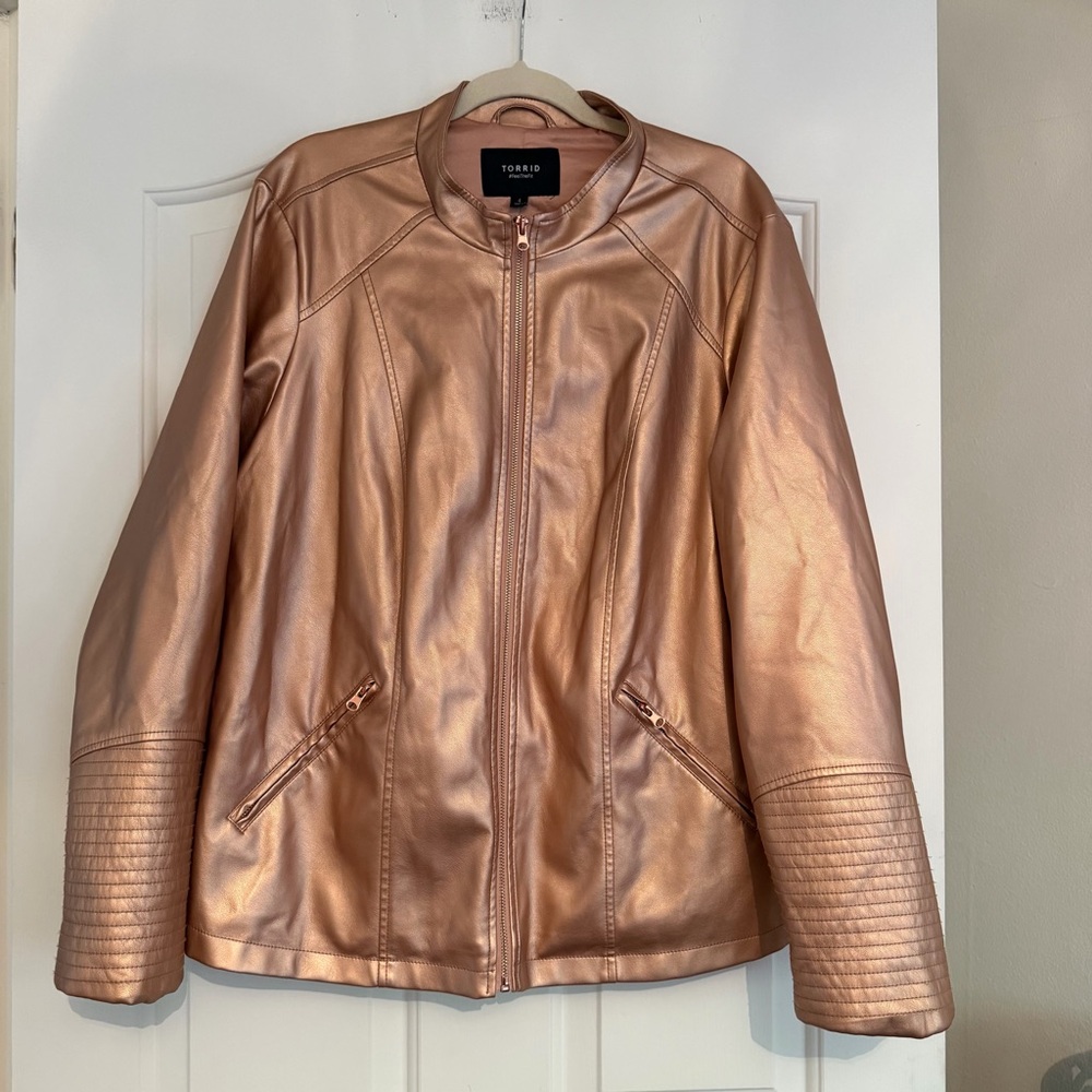 Torrid Women's Metallic faux leather Pink Bomber Jacket
